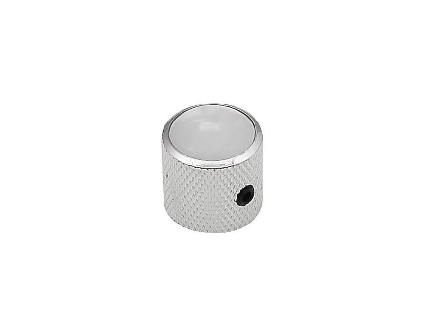 Dome Knob with Pearloid Inlay for Electric Guitar & Bass - Chrome