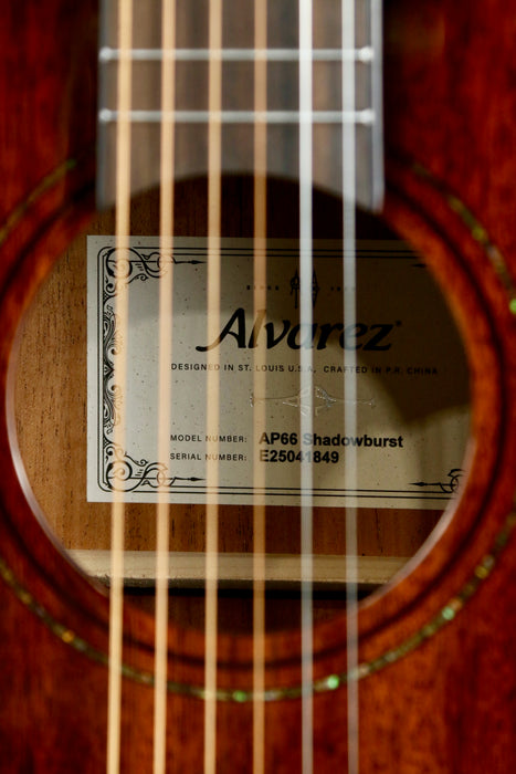 Alvarez AP66 Parlour 12 Fret in Shadowburst *Solid Top w/Bag - Pre-owned
