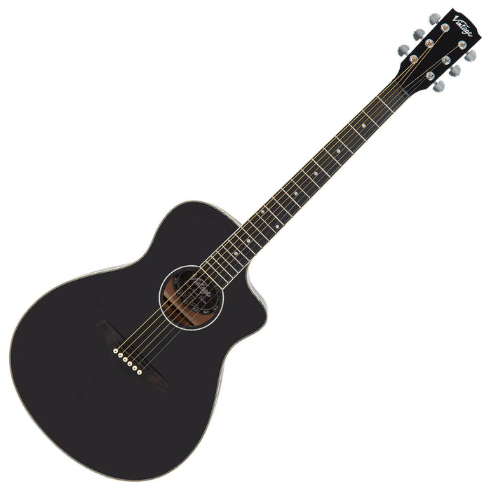 Vintage Pacific Coast Series Acoustic Guitar ~ Midnite Black