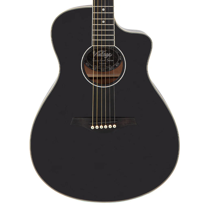 Vintage Pacific Coast Series Acoustic Guitar ~ Midnite Black