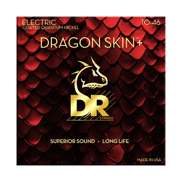 DR Strings Dragon Skin+ Coated Quantum Nickel Electric Guitar Strings Medium 10-46