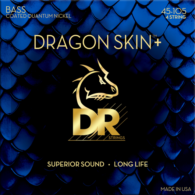 DR Strings Dragon Skin+ Coated Quantum Nickel 4 string Bass Guitar Strings 45-105 Medium