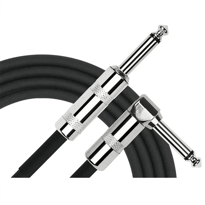 Kirlin 20ft Instrument Guitar Cable - Straight to Angled Jack - Black