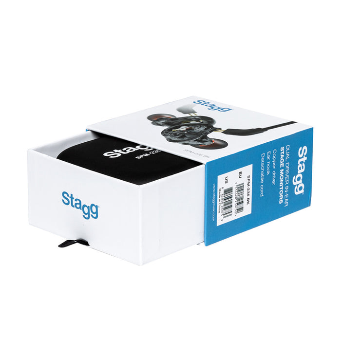 Stagg SPM-235 BK Dual Driver In-ear Stage Monitors (Pair) - Black - Guitar Warehouse