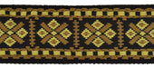 Vintage Jacquard Weave Premium Guitar Strap Cotton/Leather - Yellow & Gold - Guitar Warehouse