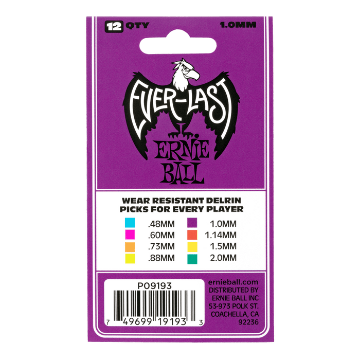 Ernie Ball 1.00mm Purple Everlast Picks 12 Pack - Guitar Warehouse