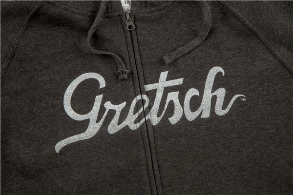 Gretsch® Script Logo Zipped Hoodie, Gray - Guitar Warehouse