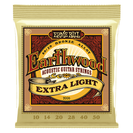 EARTHWOOD EXTRA LIGHT 80/20 BRONZE ACOUSTIC GUITAR STRINGS - 10-50 GAUGE - Guitar Warehouse