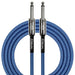 Kirlin 10ft Fabric Cable 1/4" Mono Plug Straight to Straight - Blue - Guitar Warehouse