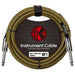 Kirlin 10ft Fabric Cable 1/4" Mono Plug Straight to Straight - Tweed | Black & Yellow - Guitar Warehouse